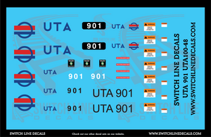 O Scale UTA 901 Locomotive Decal Set