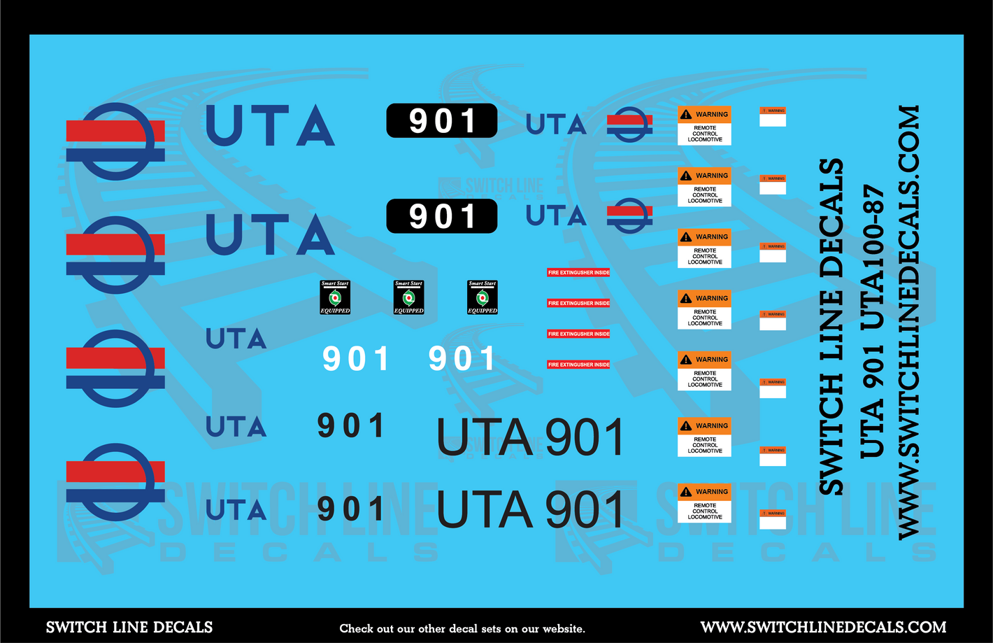 HO Scale UTA 901 Locomotive Decal Set