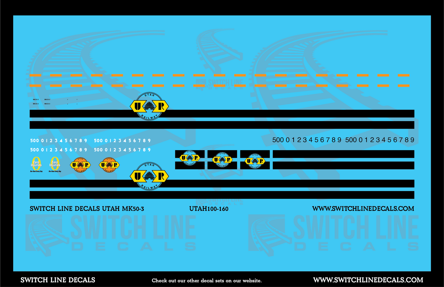 N Scale Utah Railroad MK50-3 Locomotive Decal Set