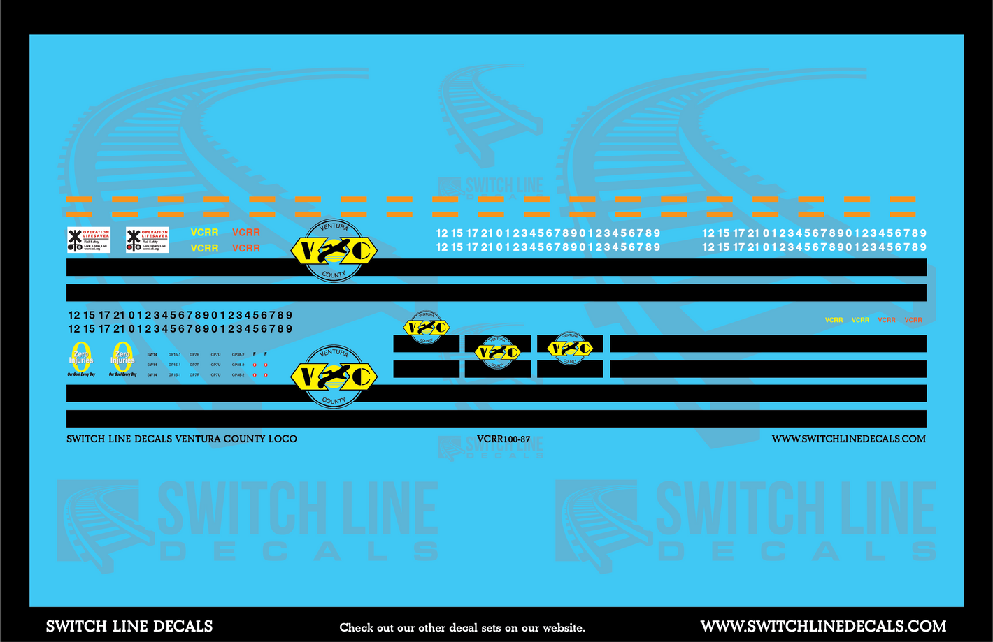 HO Scale Ventura County Locomotive Decal Set