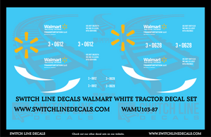 HO Scale Walmart White Tractor Decal Set
