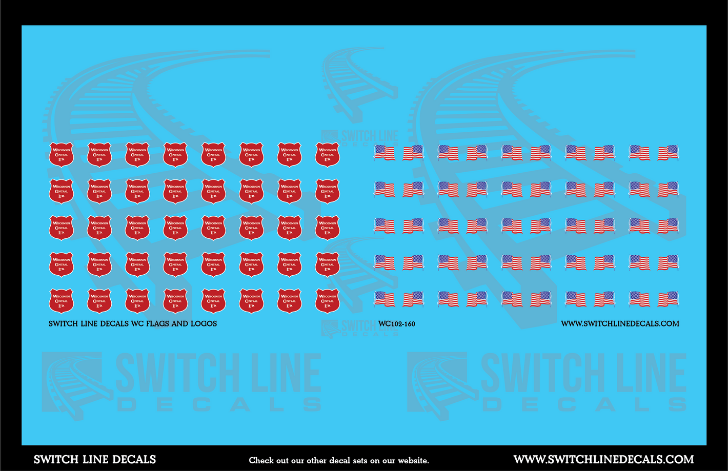N Scale Wisconsin Central Flags And Logos Decal Set