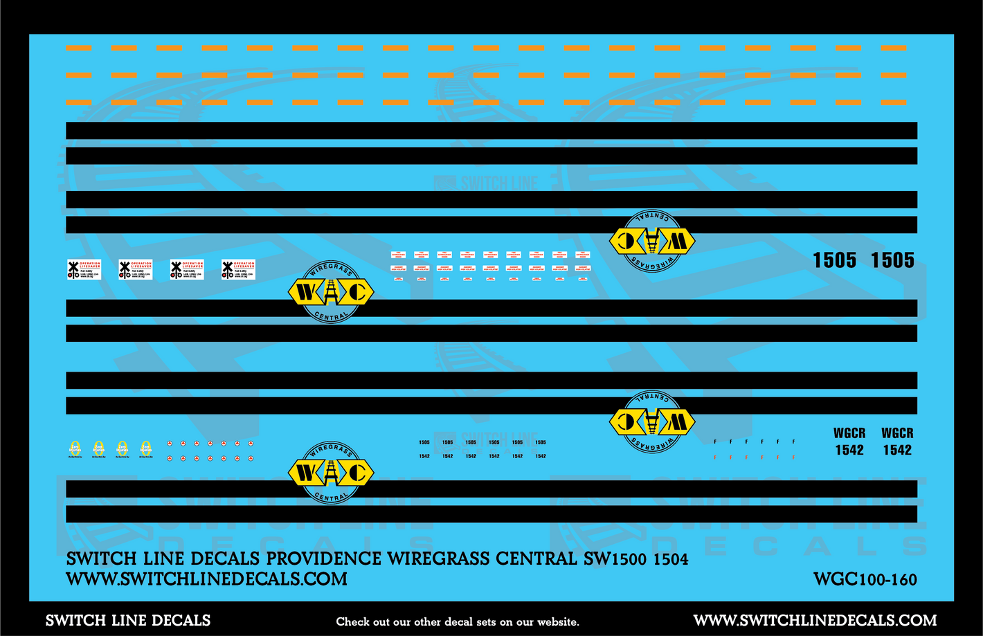 N Scale Wiregrass Central SW1500 1504 Locomotive Decal Set