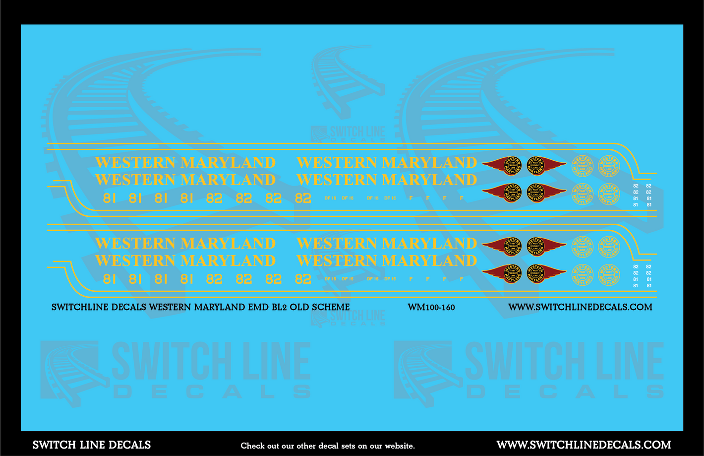 N Scale Western Maryland EMD BL2 Old Scheme Decal Set