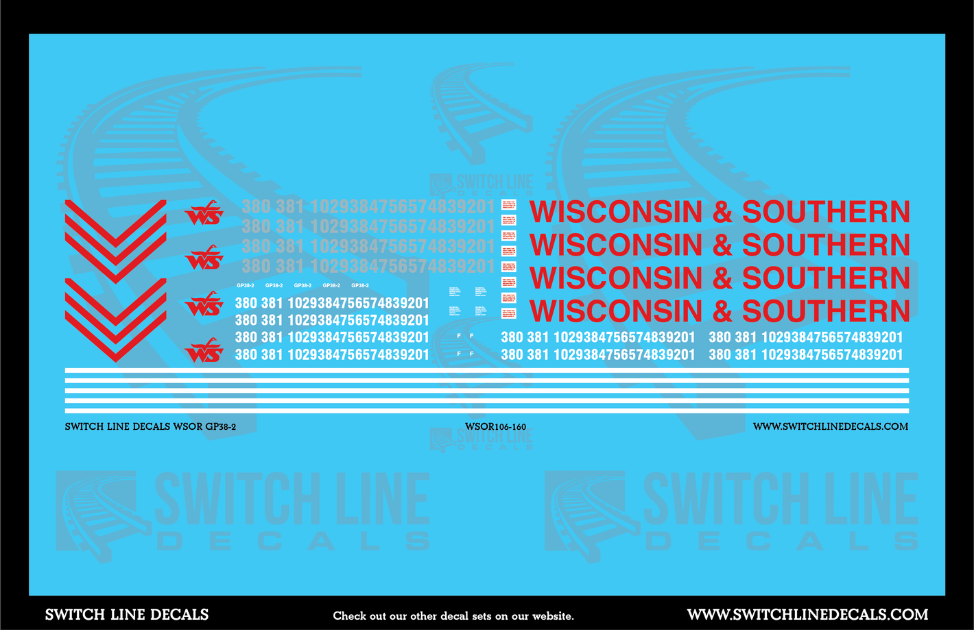 N Scale Wisconsin And Southern Gp38-2 Locomotive Decal Set