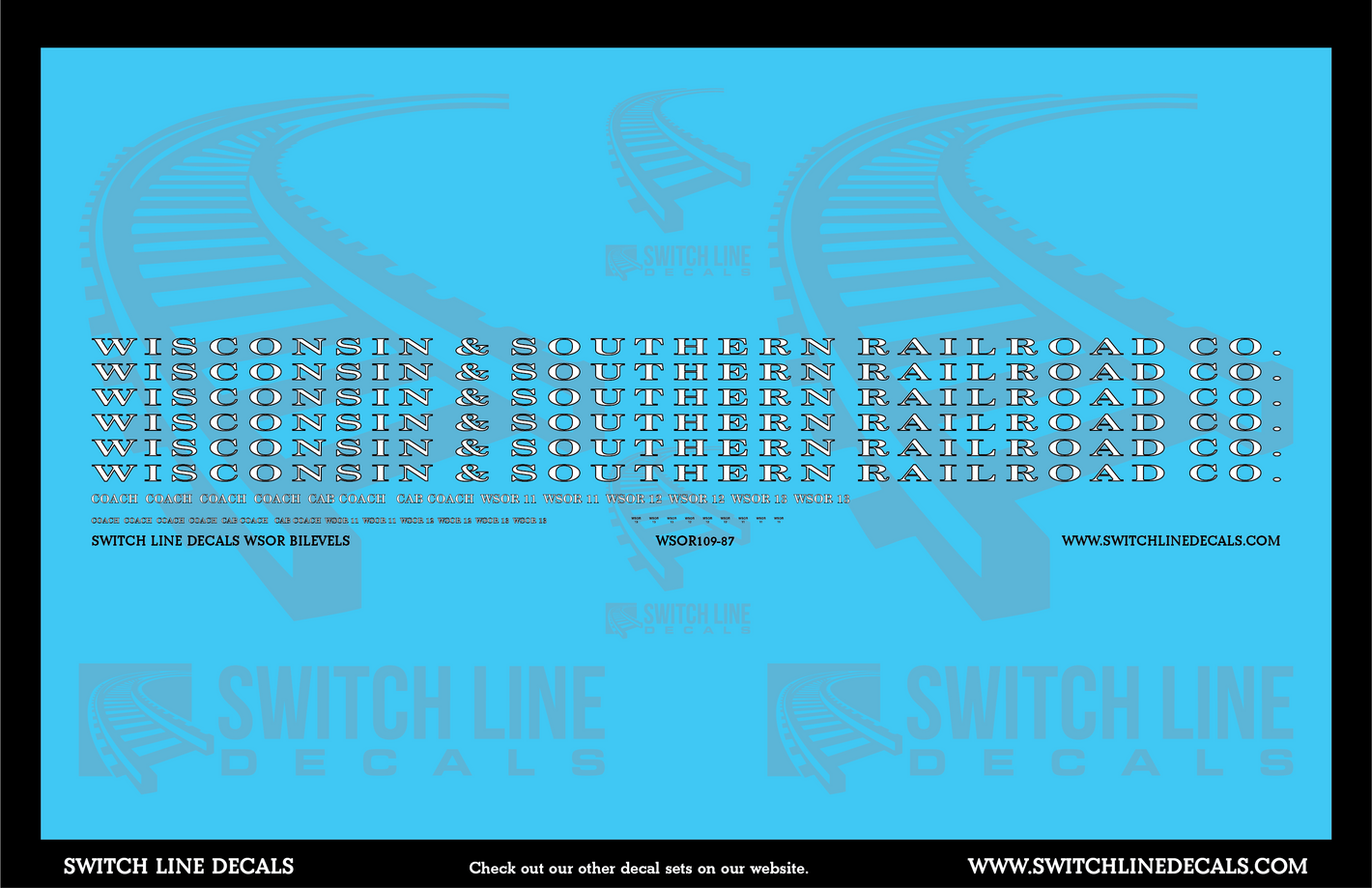 HO Scale Wisconsin & Southern Bilevels Decal Set