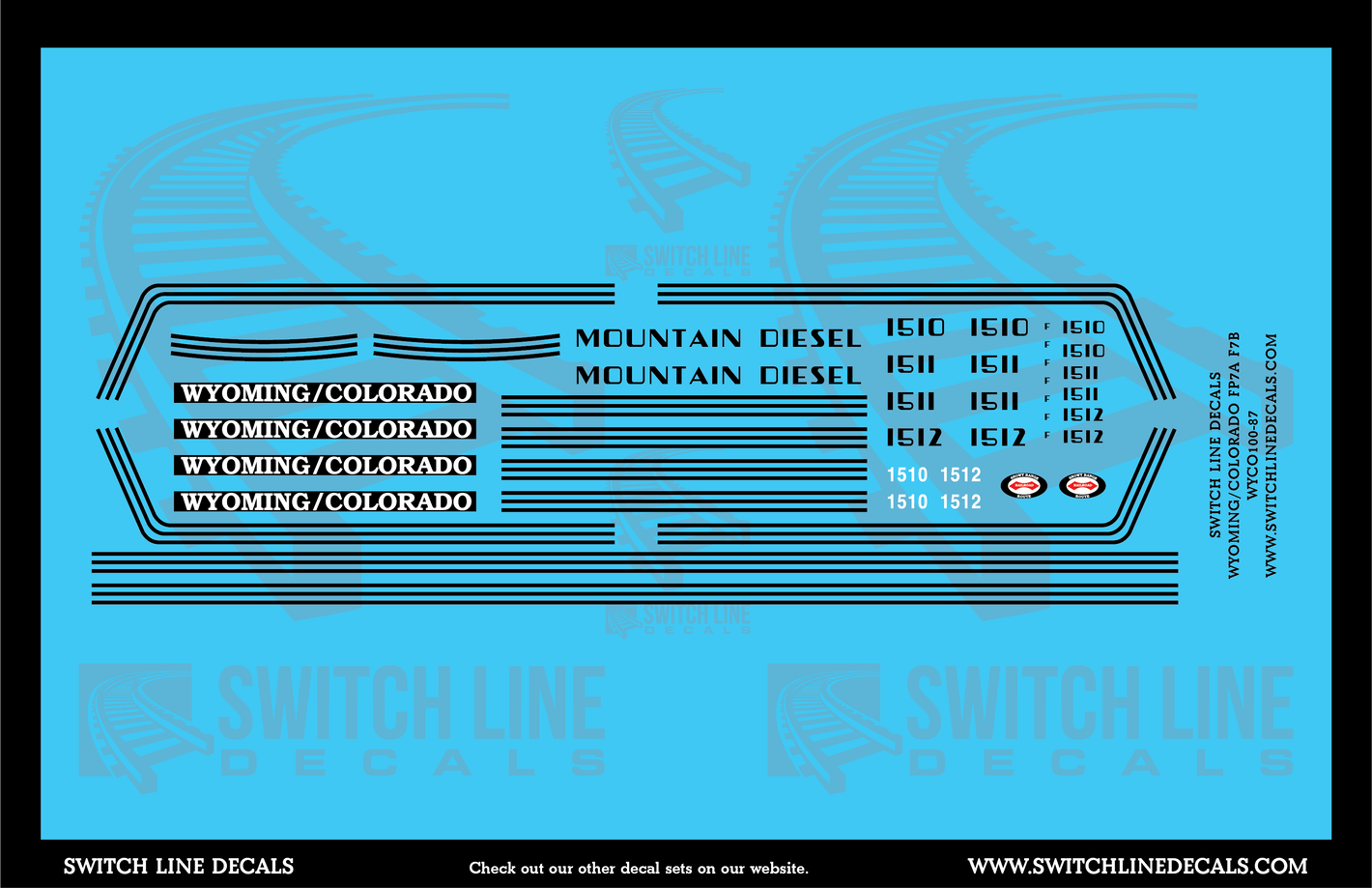HO Scale Wyoming/Colorado FP7A, F7B Locomotive Decal Set