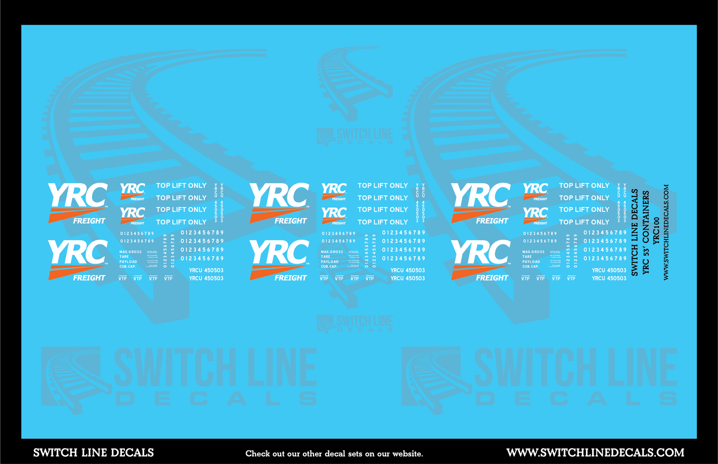 HO Scale YRC 53' Container Decal Set