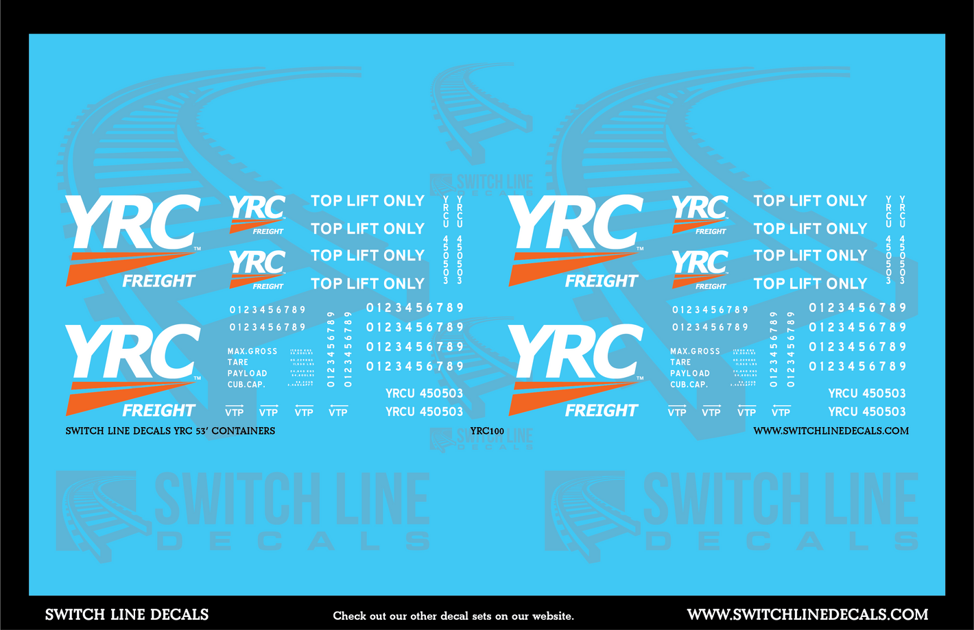 S Scale YRC 53' Container Decal Set