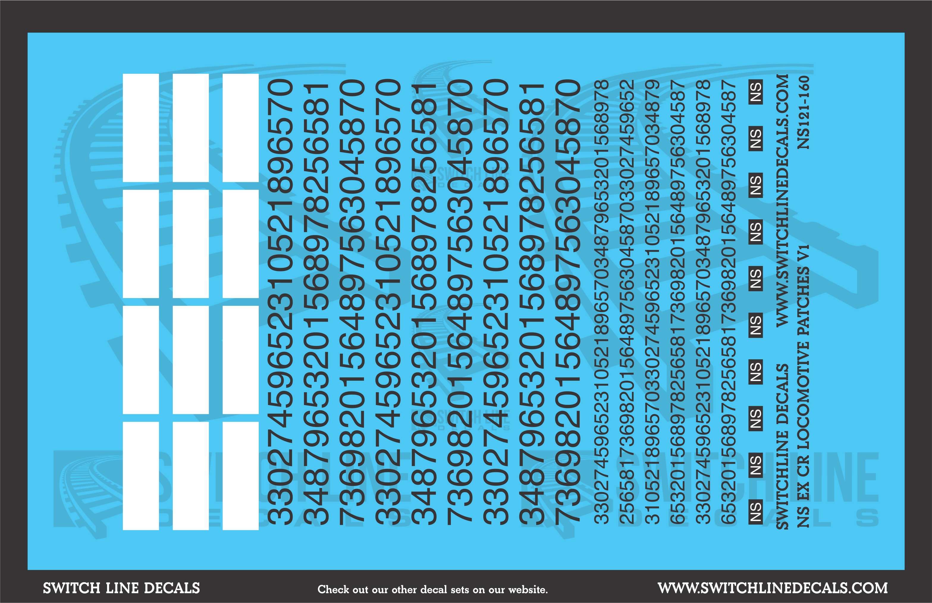 N Scale Norfolk Southern EX Conrail Locomotive Patches V1 Decal Set